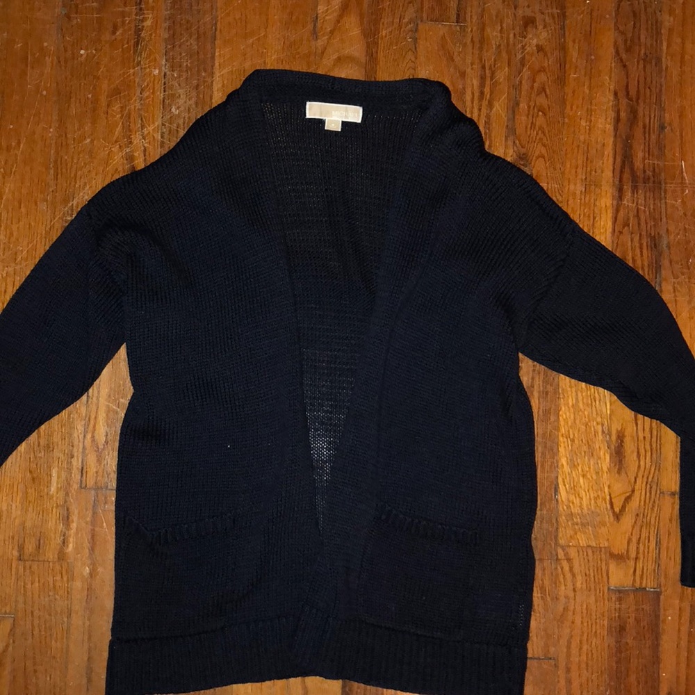 Michael Kohrs dark blue knitted cardigan